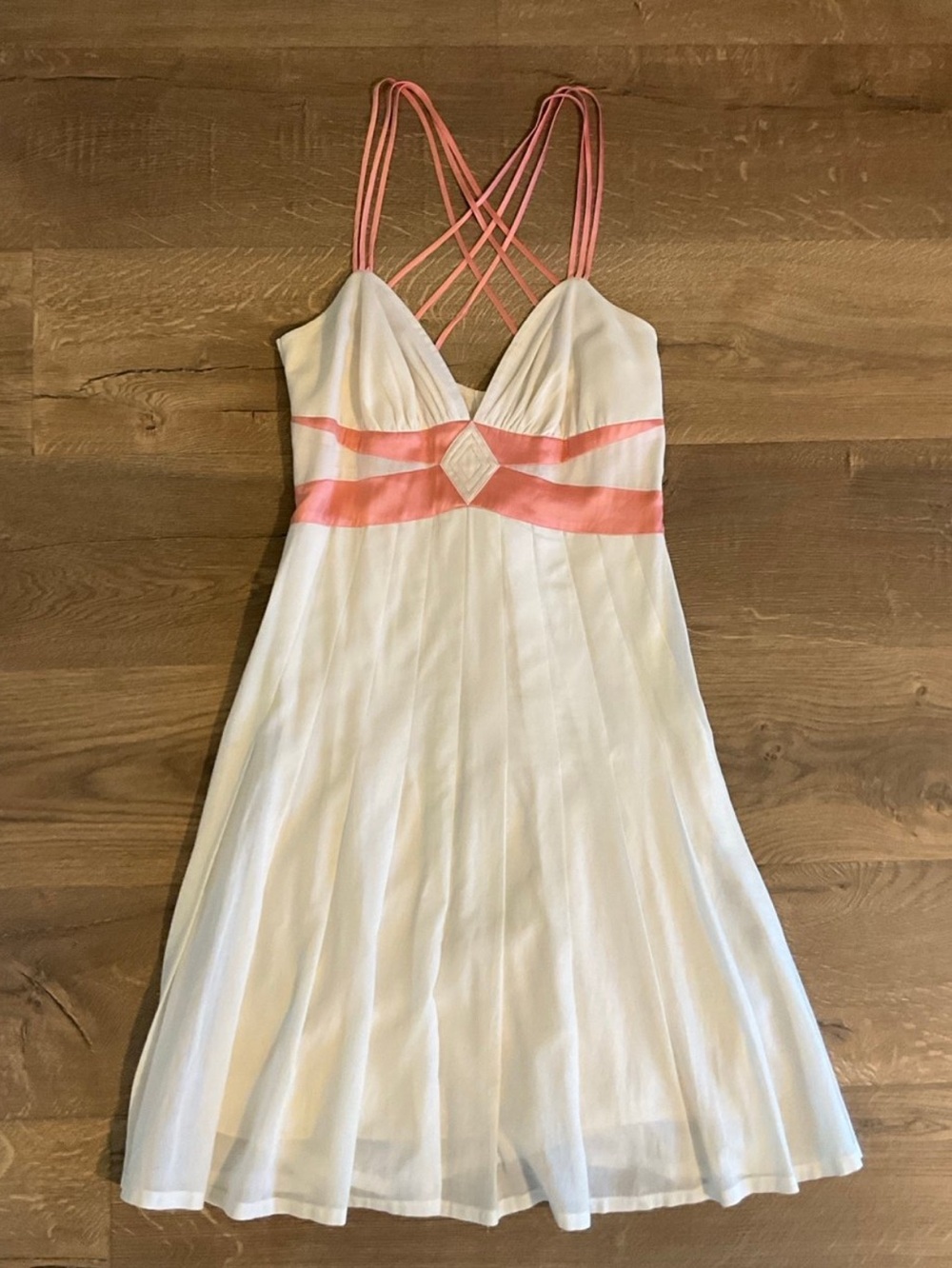 Bebe Vintage Y2K white and pink sleeveless midi dress, S